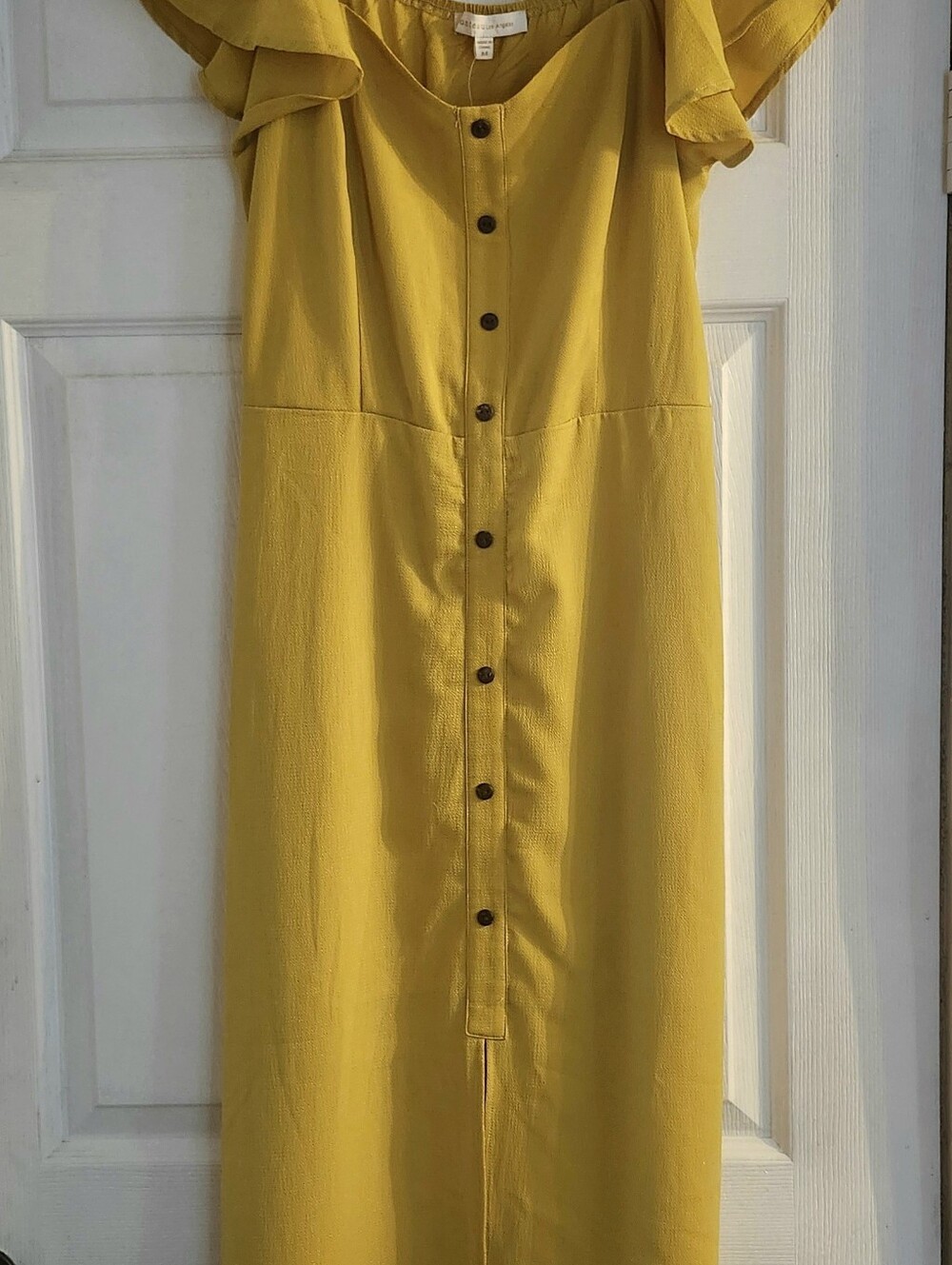 Mustard Yellow Button-Front Summer Midi Dress